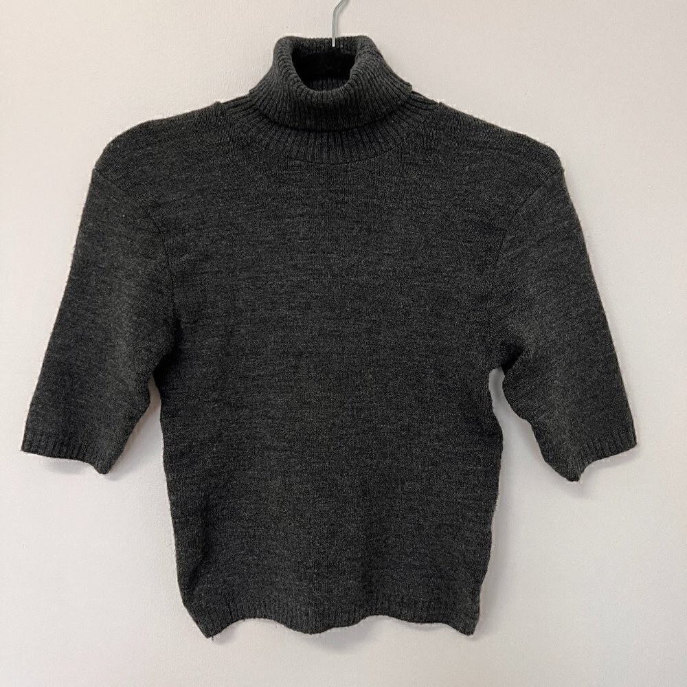 Vintage DYNA Cropped Turtleneck Sweater Grey Acrylic Sz S